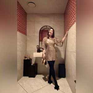 Zara Gold Sequin Mini Dress